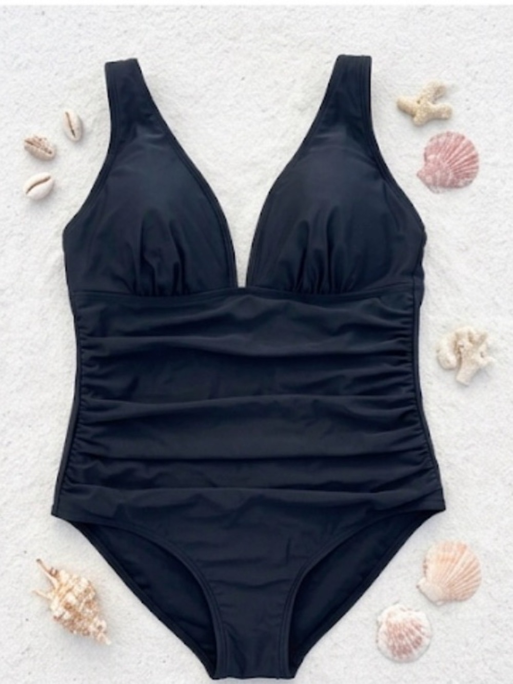 VENUS Plus Size 16 Black 1 PC Swimsuit w Tummy Control & Ruching Adj straps NEW - Picture 10 of 11